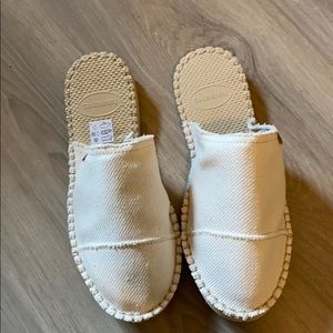 New White Espadrille Beige Sandals